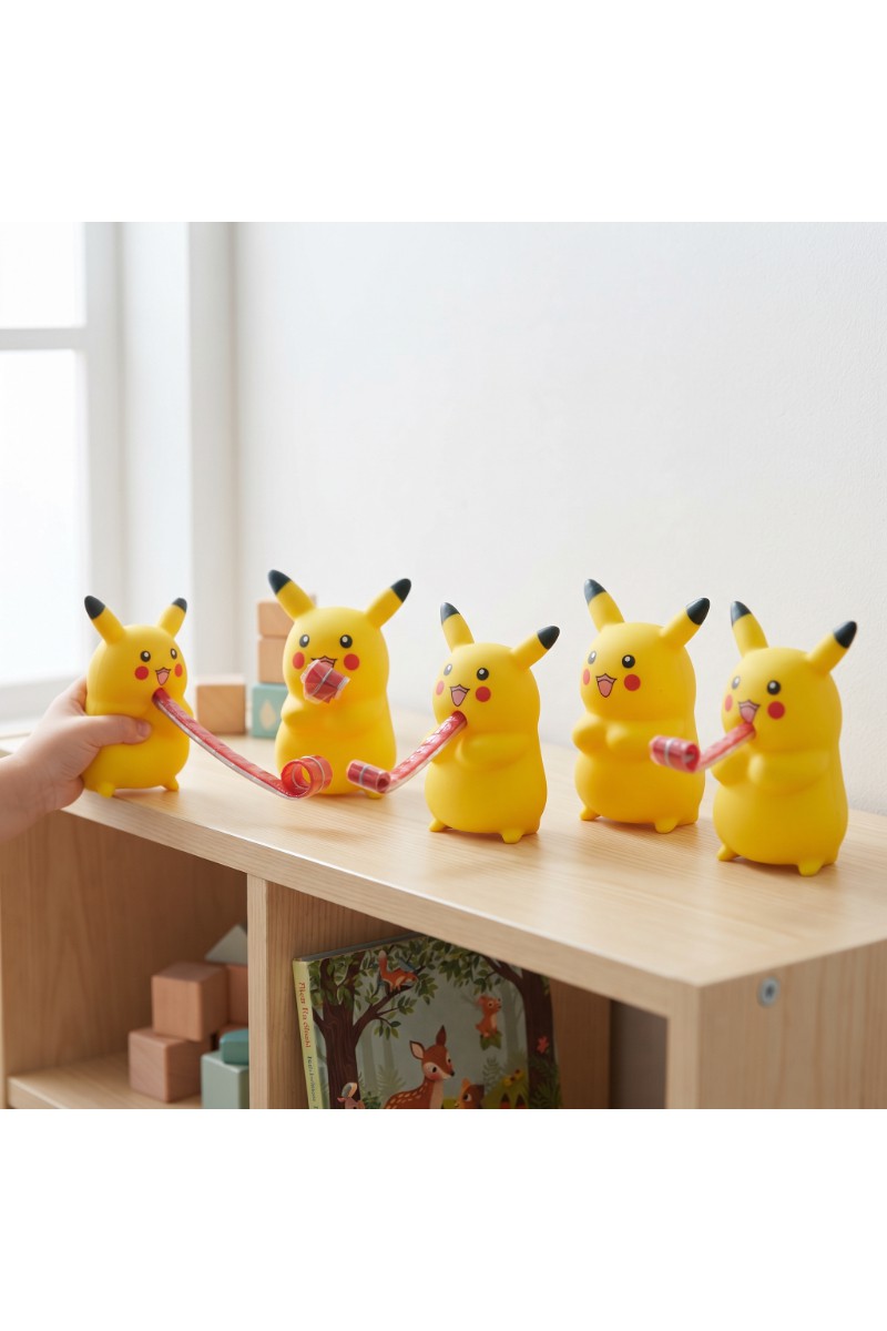 Düdüklü Pikaçu Tasarımlı Squishy - 12li Paket - Sesli Oyuncak