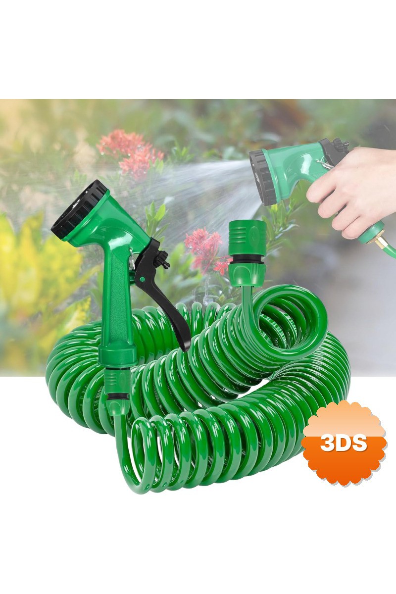 15 Metre Su Hortumu Spiral Fonksiyonel Hafif Püskürtme Tabancalı