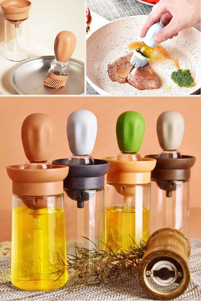 Silikon Hazneli Fırçalı Yağdanlık 180 ml