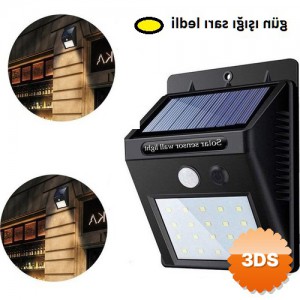 Sarı Gün Işıklı Solar Lamba 20 LED Dış Mekan Duvar Tipi