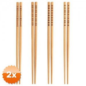 2 Paket Çin Çubukları Chopsticks 10 Çift