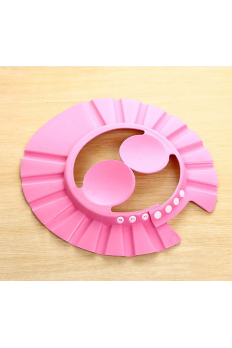 2 Adet Düğmeli Kulaklıklı Pembe Bebek Banyo Şapkası
