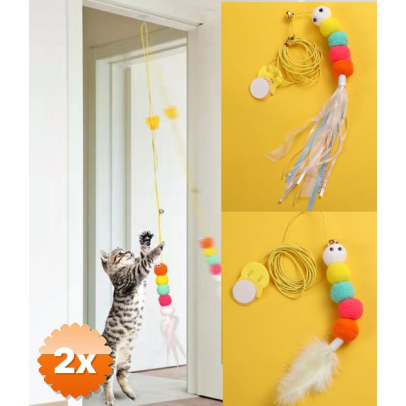2 Adet Elastik Yapışkanlı Kedi Oyun Oltası
