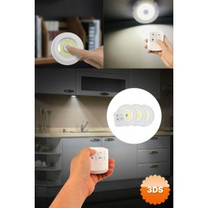 Uzaktan Kumandalı Yapışkanlı 3 lü LED Spot Lamba
