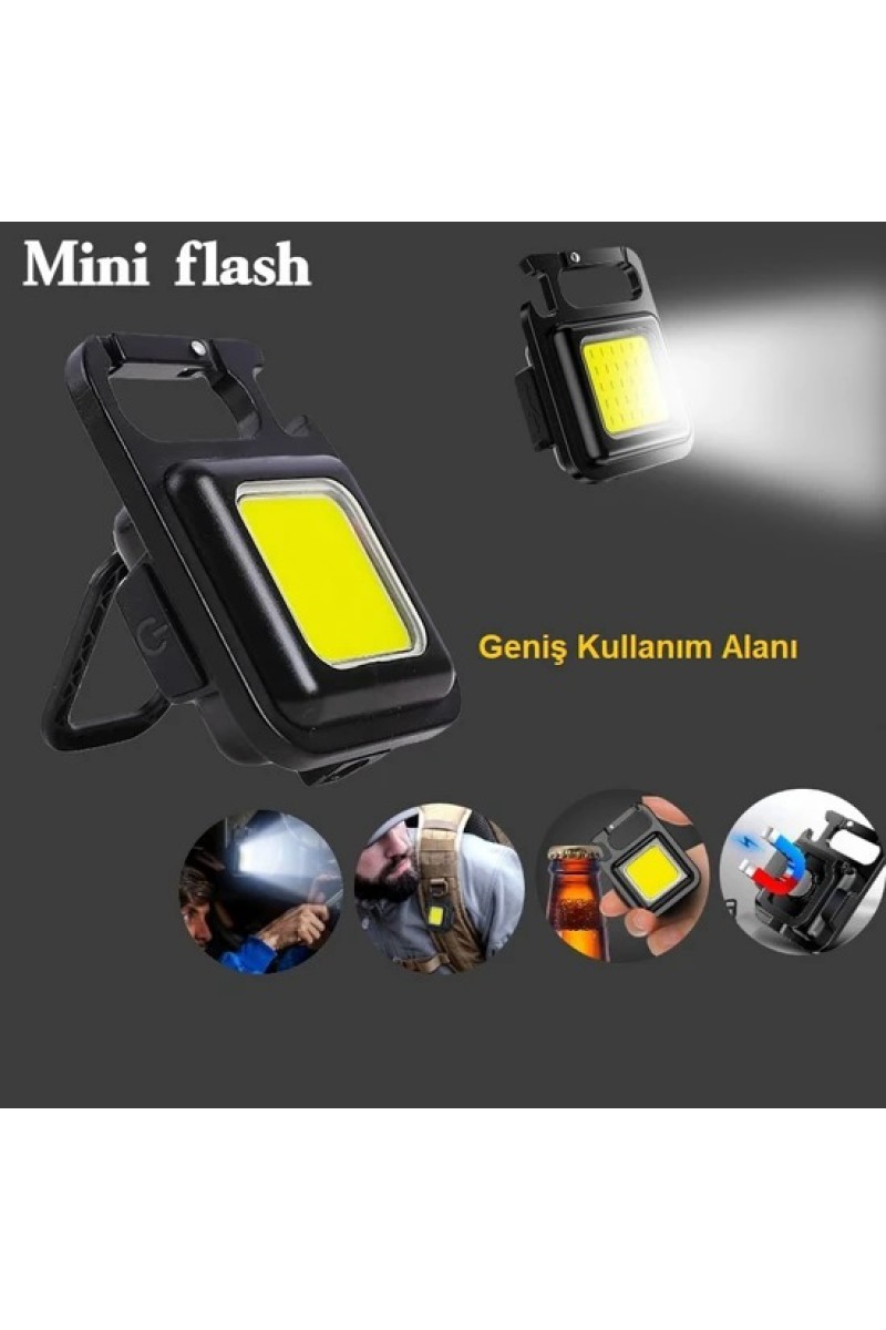 30 LEDli Mıknatıslı Mini Anahtarlık Flash Kamp Lambası Şarjlı