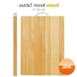 Metal Saplı Bambu Kesim Panosu 36x26x17 cm