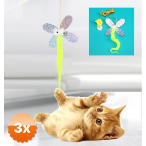 3 Adet Kelebek Model Elastik Kendinden Yapışkanlı Kedi Oyun Oltası