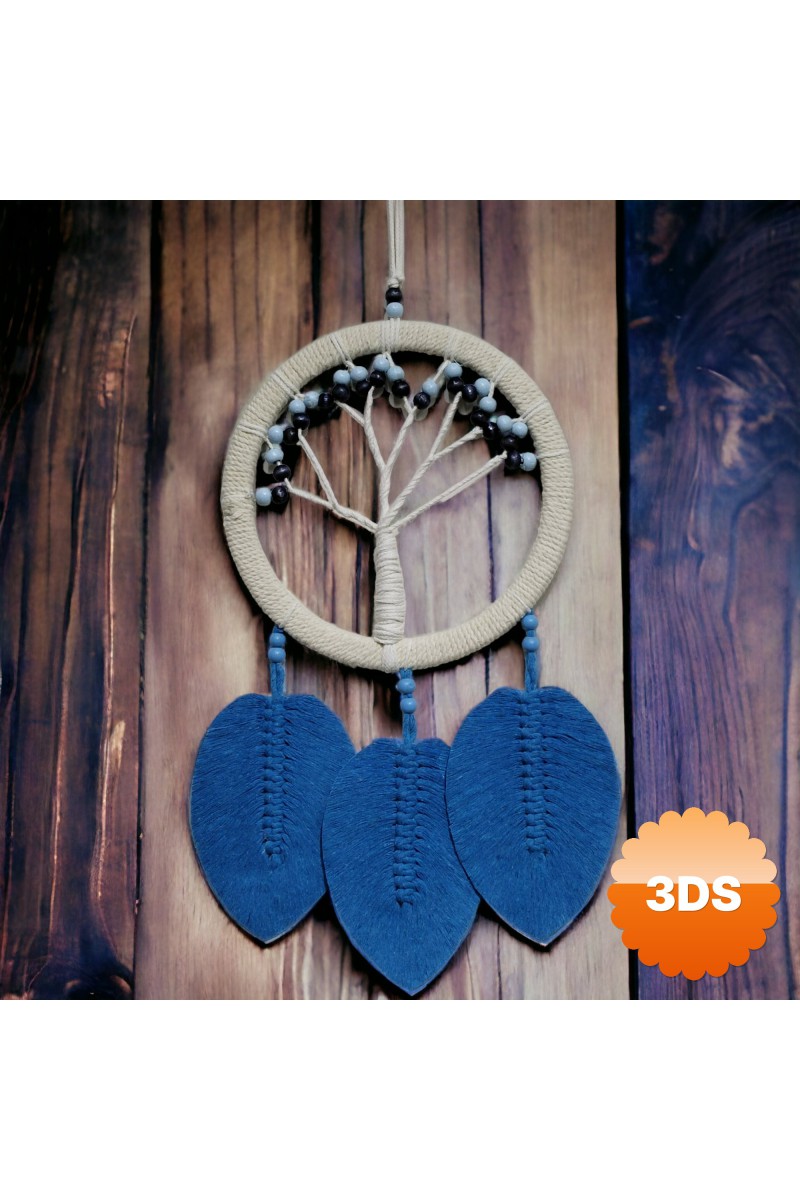 Rüya Kovan Hayat Ağacı Dream Catcher Mavi 50x22 cm