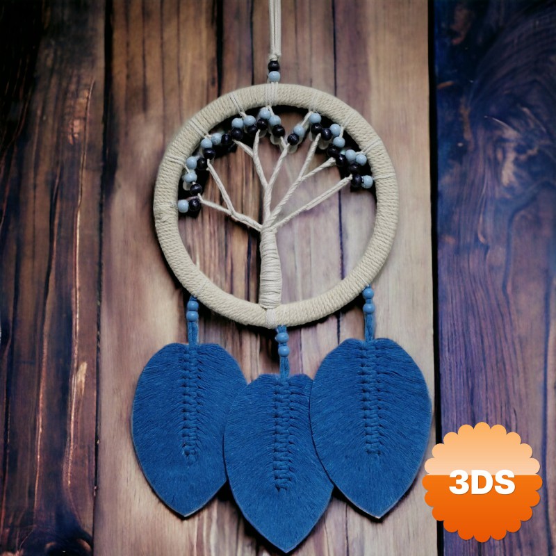 Rüya Kovan Hayat Ağacı Dream Catcher Mavi 50x22 cm