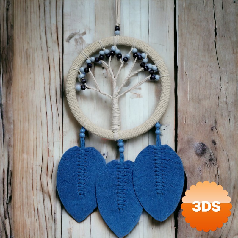 Rüya Kovan Hayat Ağacı Dream Catcher Mavi 50x22 cm