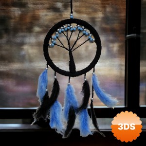Siyah Hayat Ağacı Rüya Kovan Dream Catcher 57x22 cm