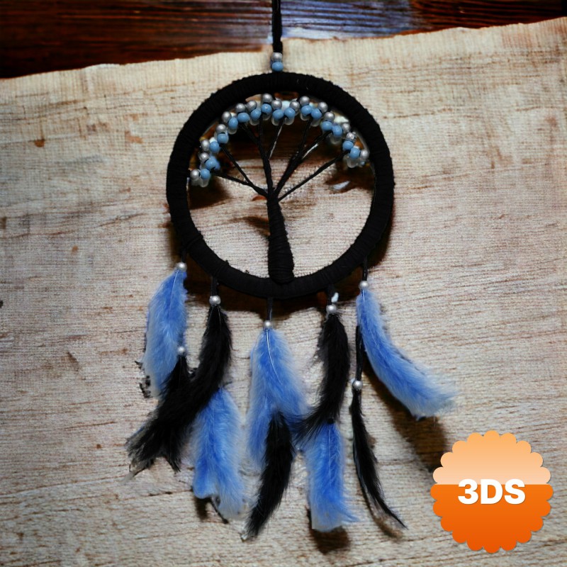 Siyah Hayat Ağacı Rüya Kovan Dream Catcher 57x22 cm