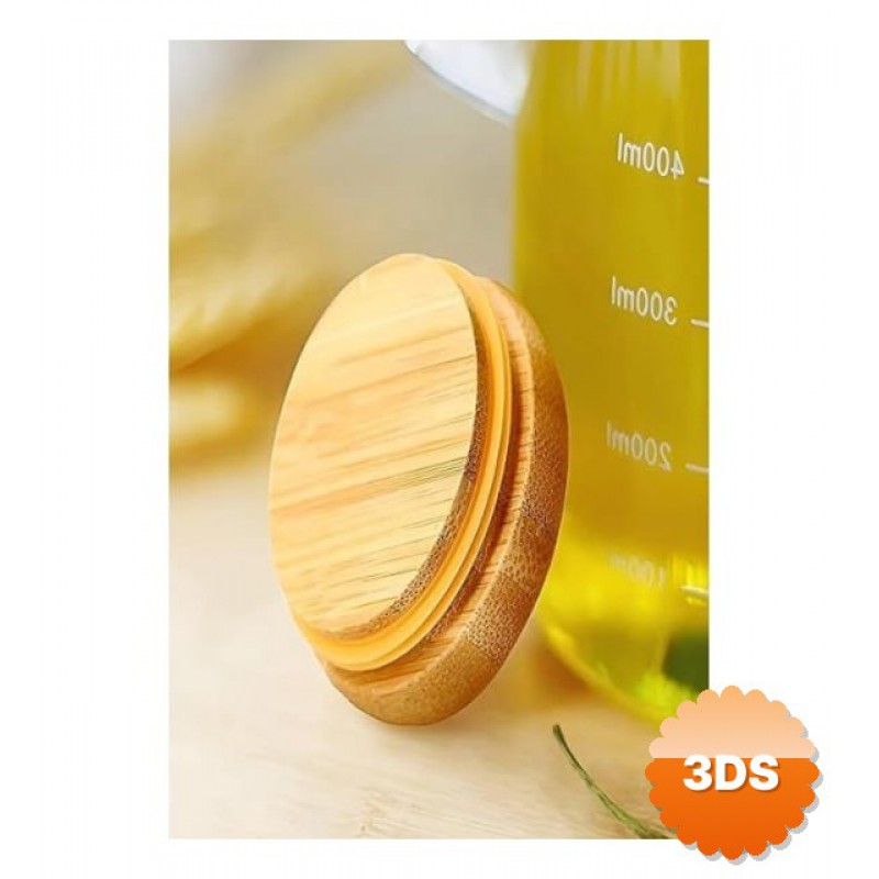 Borosilikat Cam 900 ml Yağdanlık Bambu Sızdırmaz Kapaklı