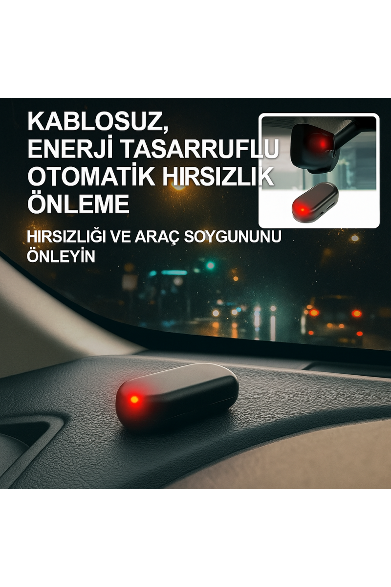 Caydırıcı Araba Alarm LEDi Solar Şarjlı 5x2.5 cm