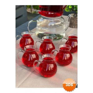 Borosilikat Cam Bardak 6 Adet 200 ml Kulplu
