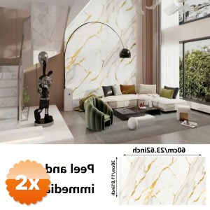 2 Adet Vinil Beyaz Mermer Desenli Alüminyum Plastik Duvar Sticker