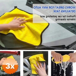 3 Adet Yünlü Hassas Araba Yıkama ve Temizlik Bezi 30x30 cm