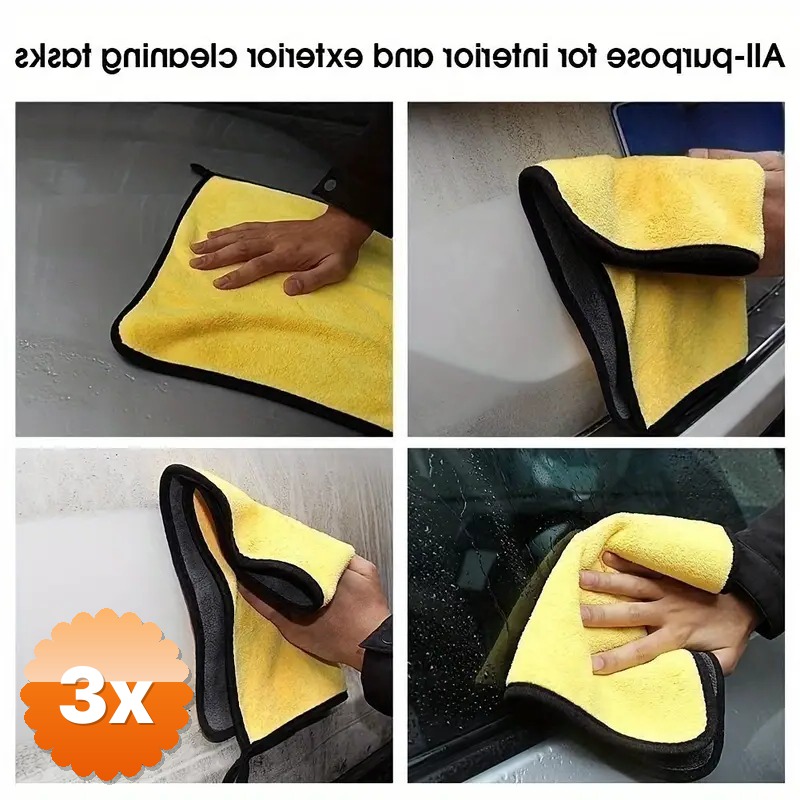3 Adet Yünlü Hassas Araba Yıkama ve Temizlik Bezi 30x30 cm