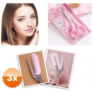 3 Adet Taraklı Kaş Düzeltme Makası Ergonomik Tasarım