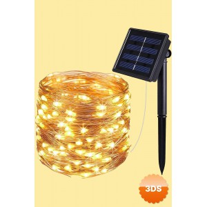 Güneş Enerjili 200 LED Dış Mekan Aydınlatma Şeridi 20 Metre