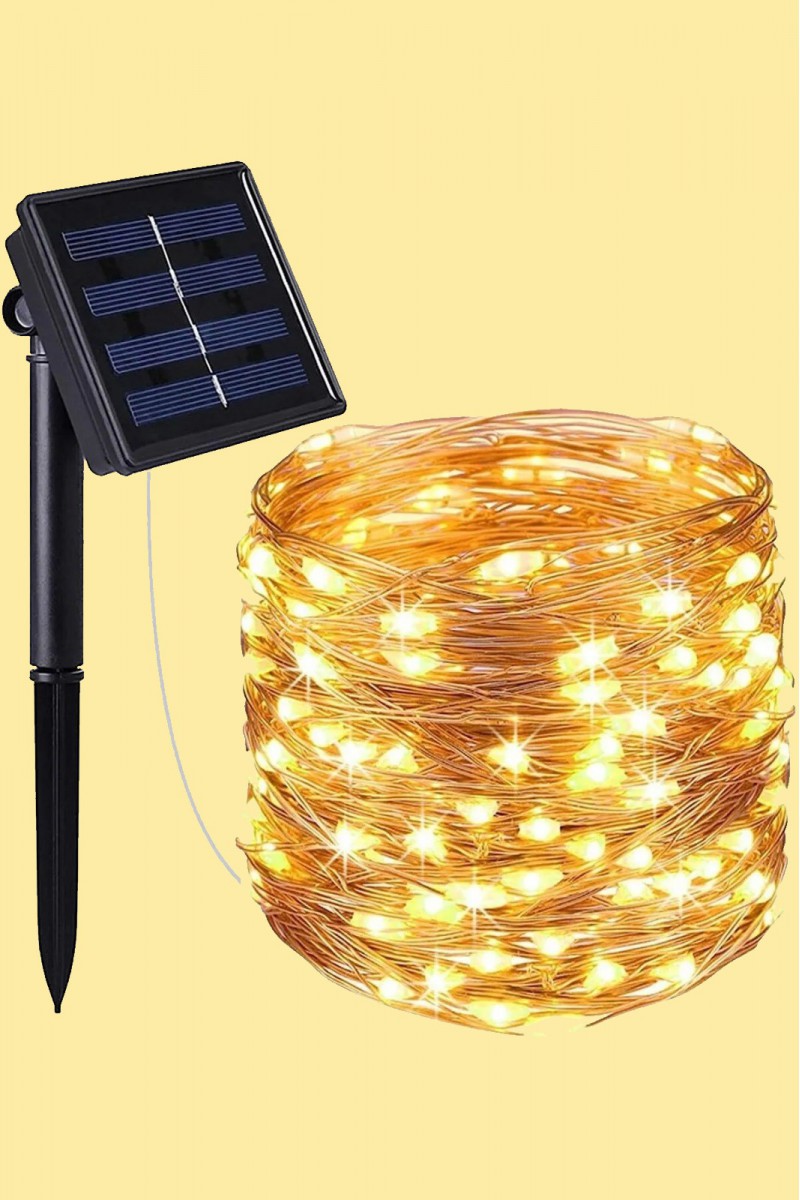 Güneş Enerjili 200 LED Dış Mekan Aydınlatma Şeridi 20 Metre