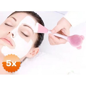 5 Adet Silikon Yüz Temizleme Fırçası ve Maske Uygulama Spatulası
