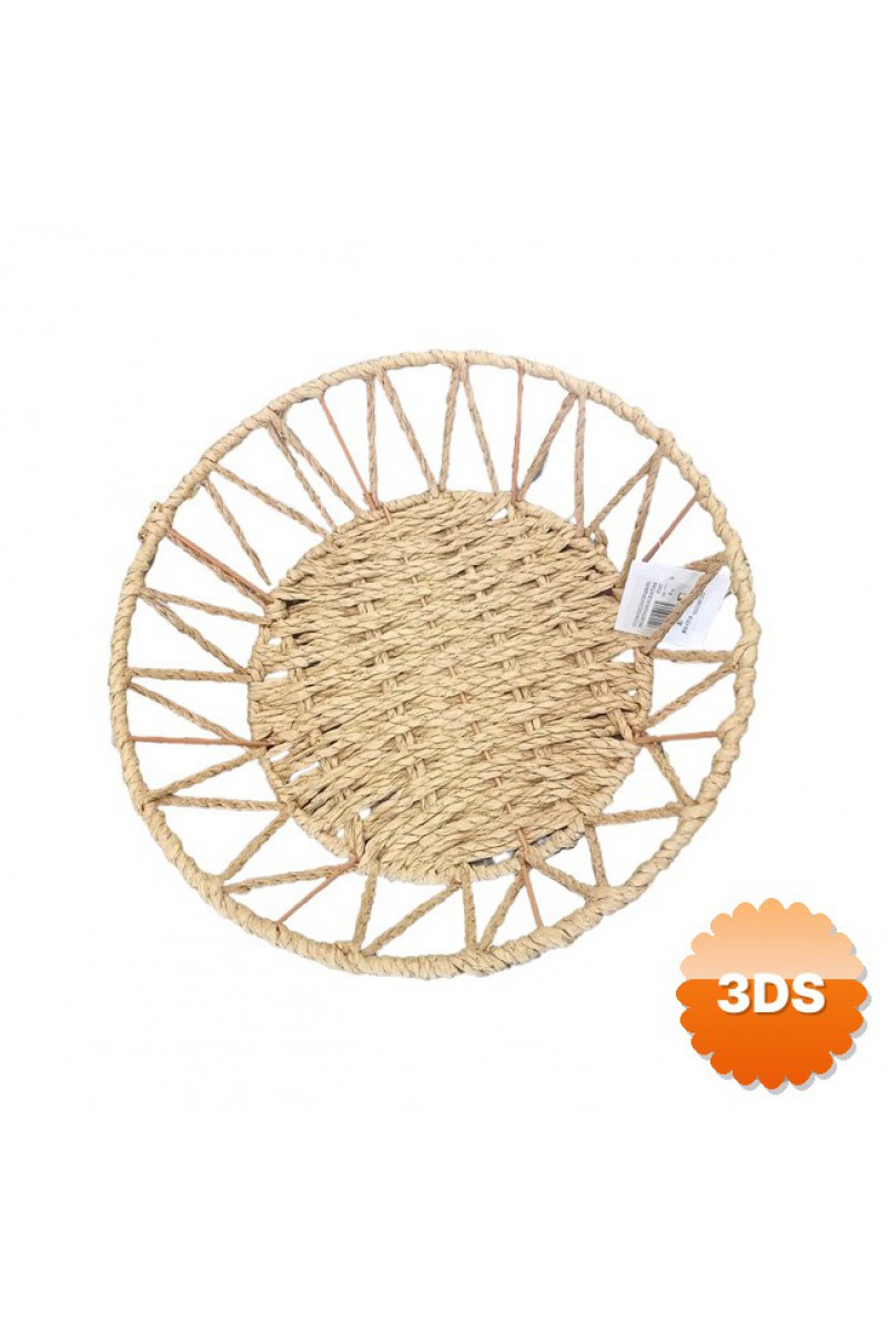 Doğal Örgü Yuvarlak Sepet 30 cm Dekoratif