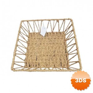 Doğal Örgü Kare Sepet 25x25 cm Dekoratif