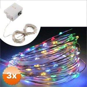 3 Adet 2 Metre Pilli Peri LED RGB