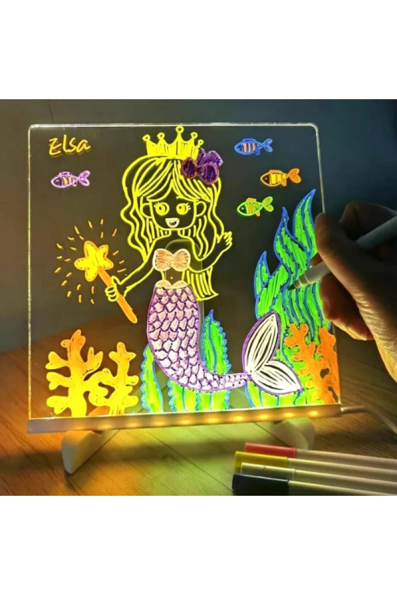 LED Aydınlatmalı Yazı ve Çizim Tahtası Küçük Boy 20x20 cm