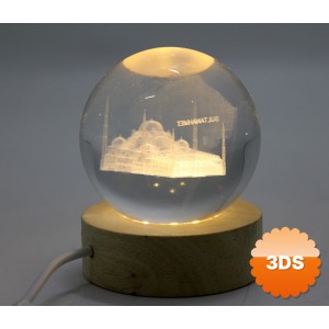 3D İstanbul Temalı Kristal Cam Küre LED Lamba Model 1