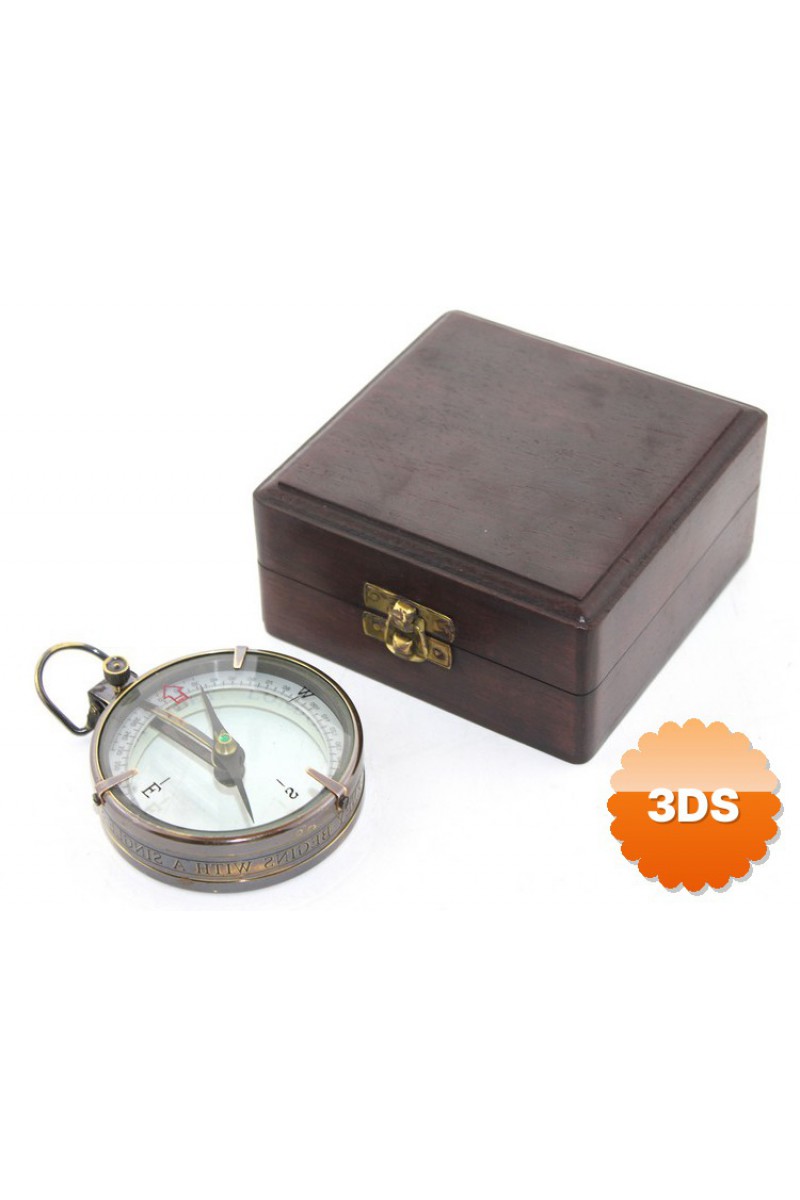 Ahşap Kutulu Pirinç Pusula Model 10
