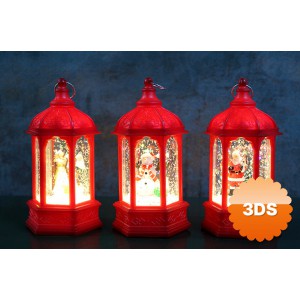 Yılbaşı Temalı Işıklı Kar Küresi Kırmızı Tasarım 14x7 cm