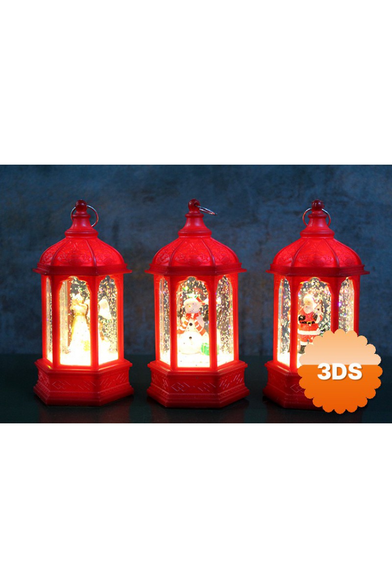 Yılbaşı Temalı Işıklı Kar Küresi Kırmızı Tasarım 14x7 cm