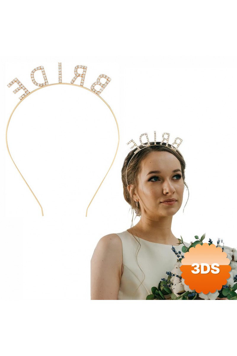 Altın Gold Renk Bekarlığa Veda Kristal Taş Bride Tacı İthal 16x10 cm