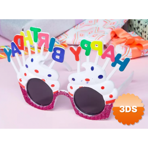 Happy Birthday Beyaz Fuşya Parti Gözlüğü