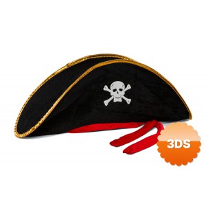 Yetişkin Boy Kadife Jack Sparrow Denizci Kaptan Korsan Şapkası 50x20 cm