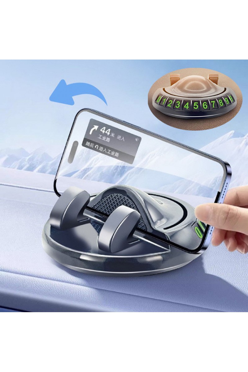 2 - Adet 360° Dönebilen Yapışkanlı Numaratörlü Araç Telefon Tutucu