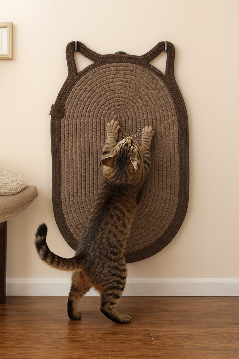 Mikopet Dekoratif Kedi Kulaklı Tırmalama Paspası 40x70 cm