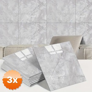 3 Adet Gri Mermer Desen Duvar Sticker 30x30 cm