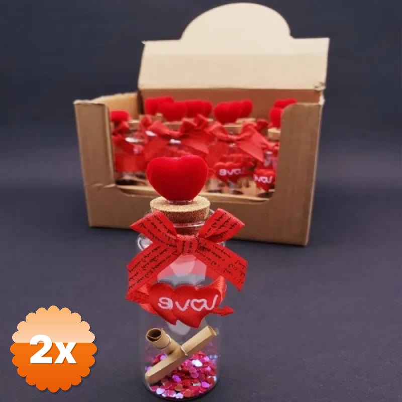 2 Adet Love Kalpli Dilek Şişesi 10 cm