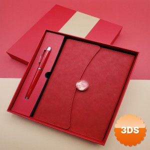 Promosyon Defter Kalem Seti Kırmızı Renk Kraft Yaldızlı Çantalı