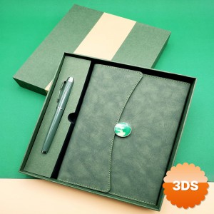 Promosyon Defter Kalem Seti Yeşil Renk Kraft Yaldızlı Çantalı