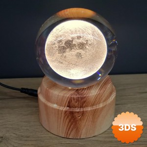 Dolunay Tasarımlı Dönen Cam Küre 8 cm USB Girişli