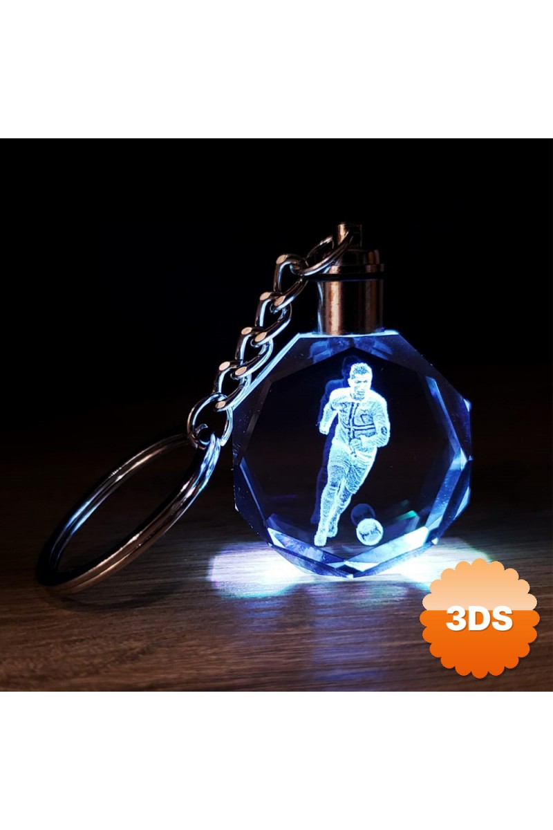 Futbolcu Tasarımlı Işıklı Kristal Anahtarlık 10 cm