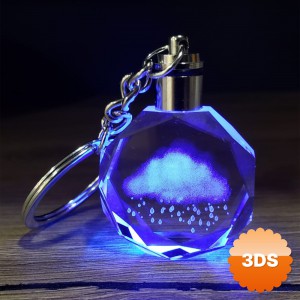 Yağmur Bulutu Tasarımlı Renk Değiştiren Işıklı Kristal Anahtarlık 10 cm