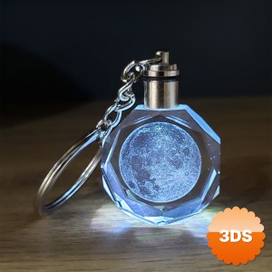 Dolunay Tasarımlı Işıklı Kristal Anahtarlık 10 cm