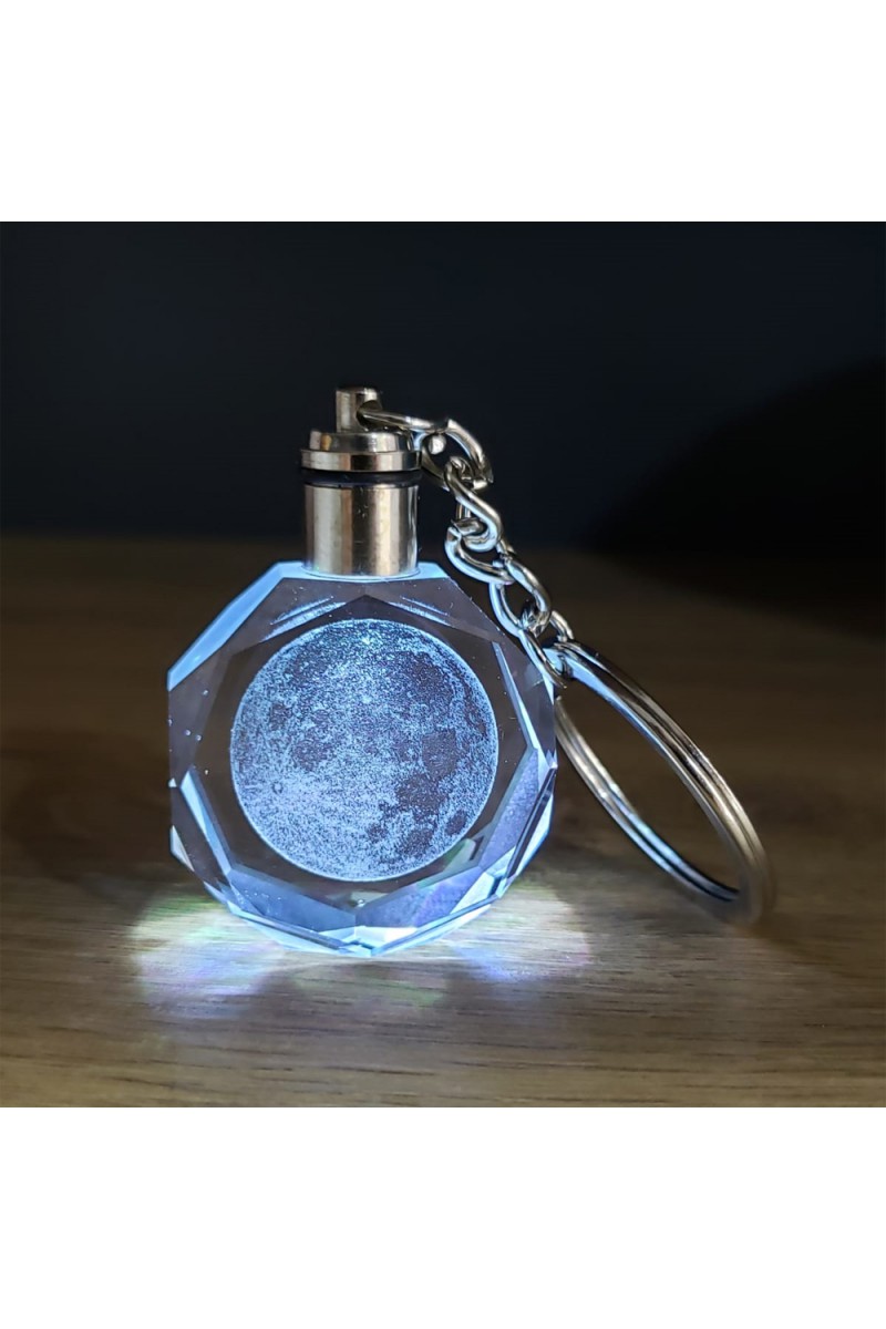 Dolunay Tasarımlı Işıklı Kristal Anahtarlık 10 cm