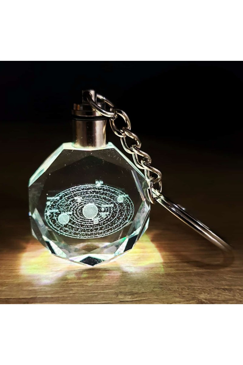 Gezegenler Temalı Renk Değiştiren Kristal Anahtarlık 10 cm
