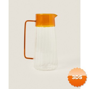 Turuncu Detaylı Cam Sürahi 1600 ml Şeffaf Gövde